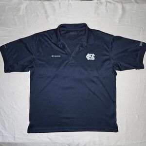 Columbia PFG Mens UNC Tar‎ Heels Navy Blue Polo Shirt Omni-Shade Vented